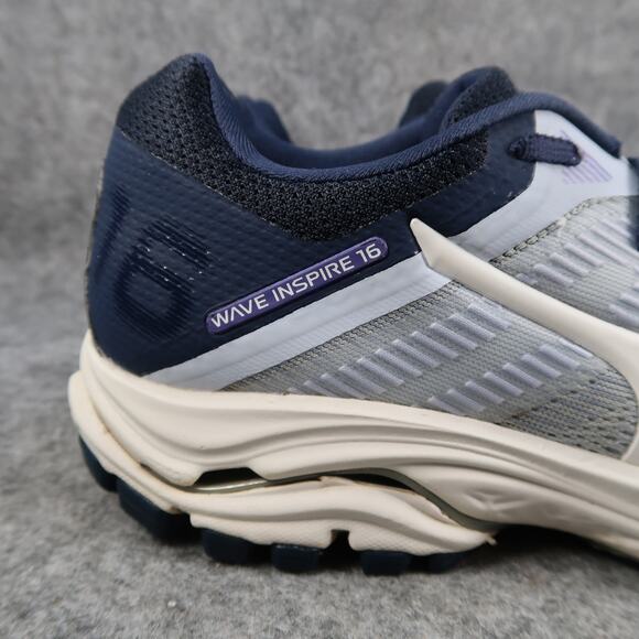 Mizuno Shoes Women 9 Athletic Trainer Wave Inspire 16 Running Sport Sneaker Blue - Picture 2 of 15